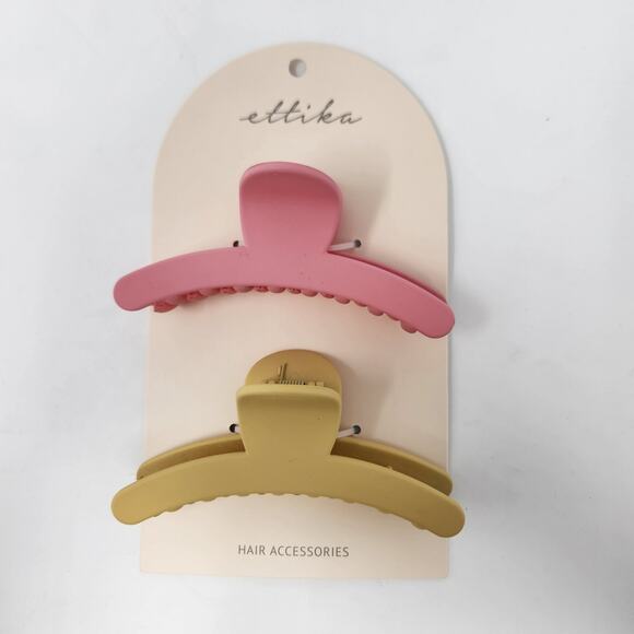 Ettika Claw Clips Hair Accessories Set of 2 New in Package Pink Yellow - Picture 1 of 5